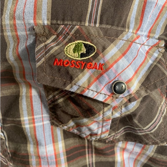 Mossy Oak camo hunting cowboy plaid snap button down shirt men’s 2X - Picture 3 of 11